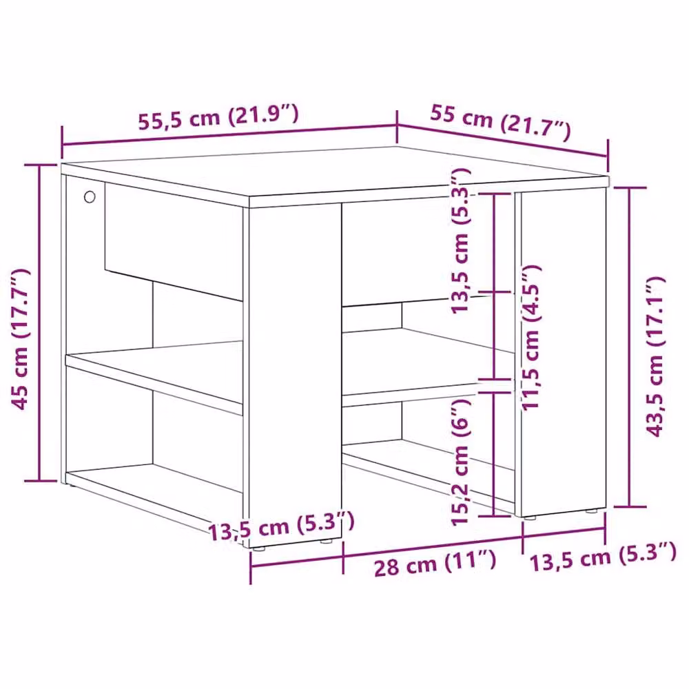 Berkfield Home Black Oak Coffee Table, W: 55.5 cm, D: 55.5 cm, H: 45 cm – 7