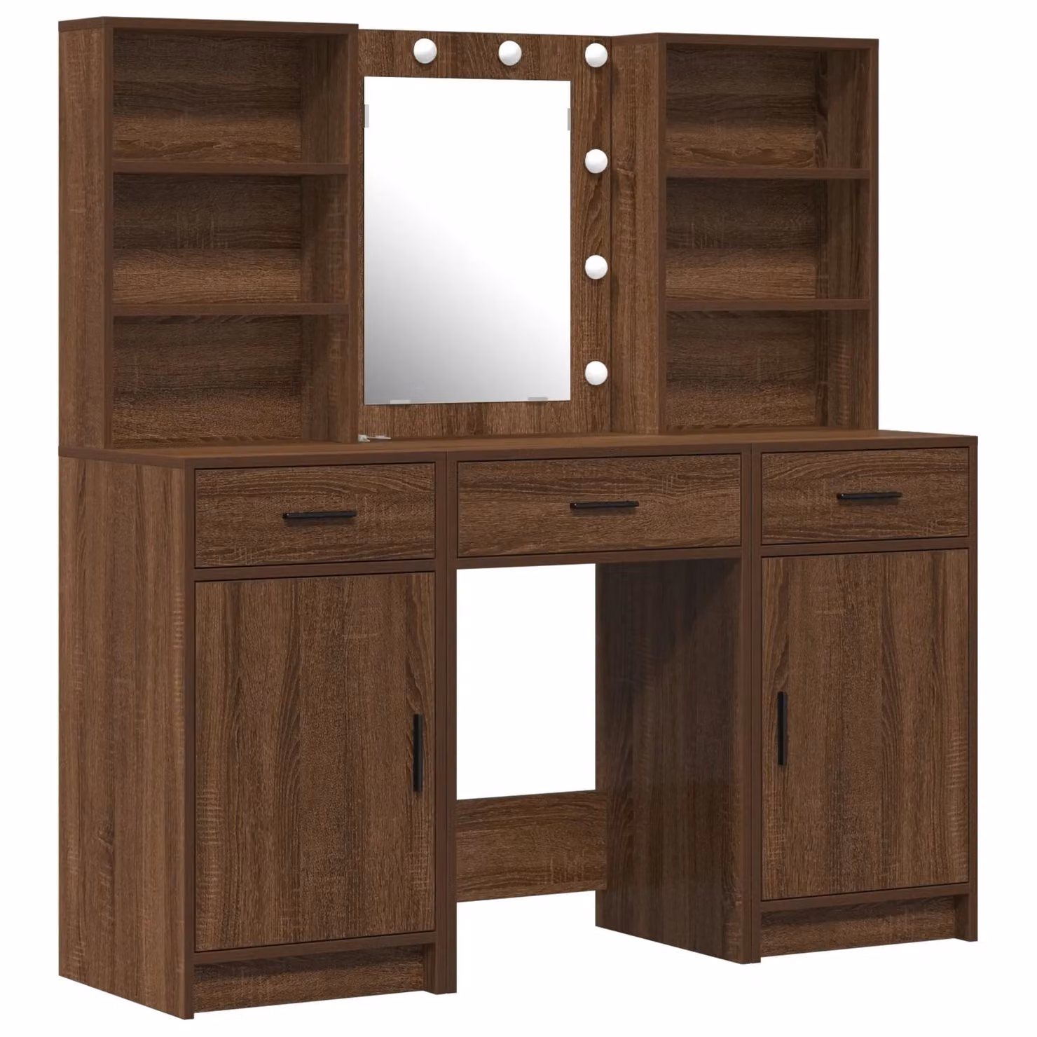 Berkfield Home Modern Dressing Table Set of 3 in Brown Wood Finish