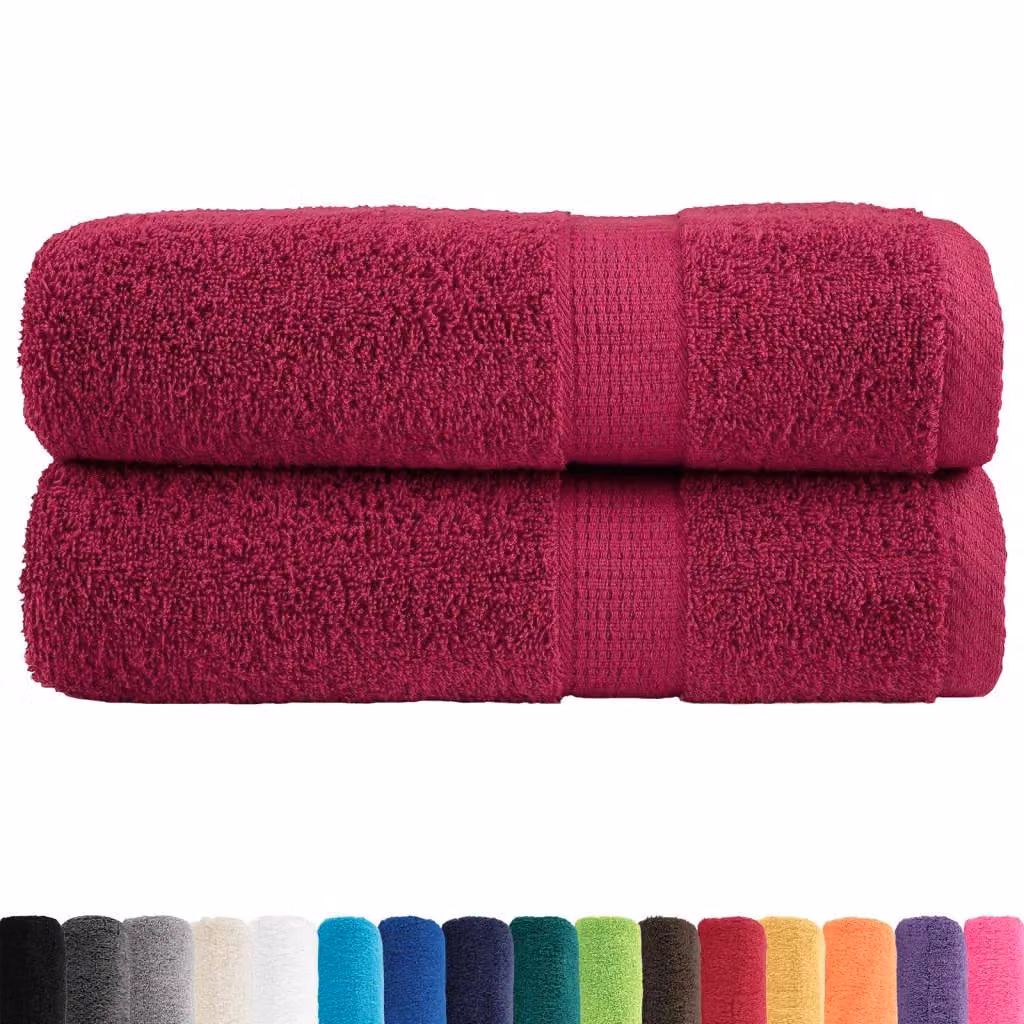 Berkfield Home SOLUND Premium Cotton Terry Hand Towels, 2 Pack, Red, W: 50 cm x L: 100 cm, 600gsm – 2