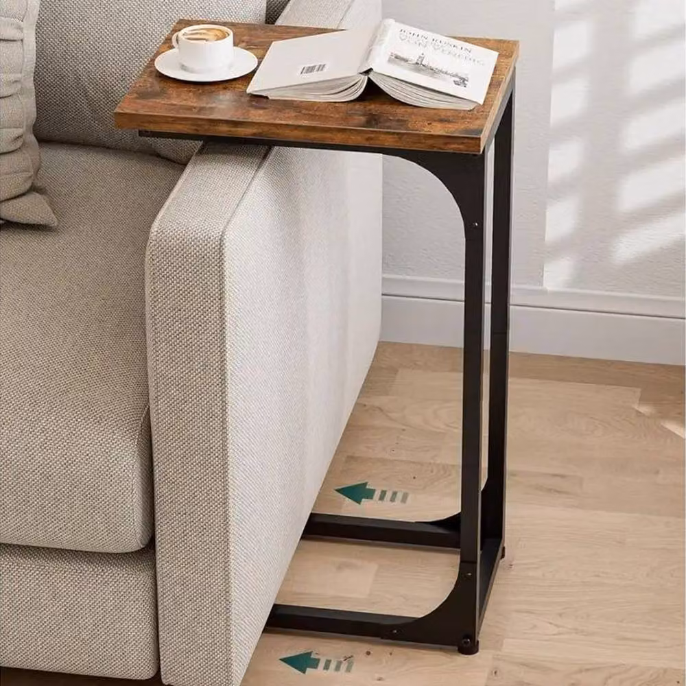Ventryn Industrial Rustic Nested Side Tables with Metal Frame in Black and Brown – 3