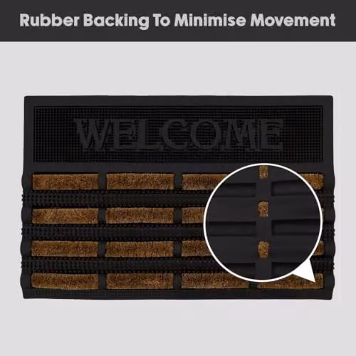 JVL Nimbus Tuffscrape Coir and Rubber Doormat, Brown/Beige, W: 40 cm, D: 60 cm – 5
