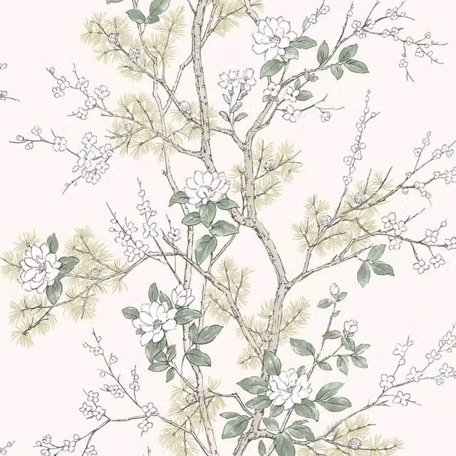 Belgravia Bridget Floral Botanical Wallpaper in Cream and Beige – 1