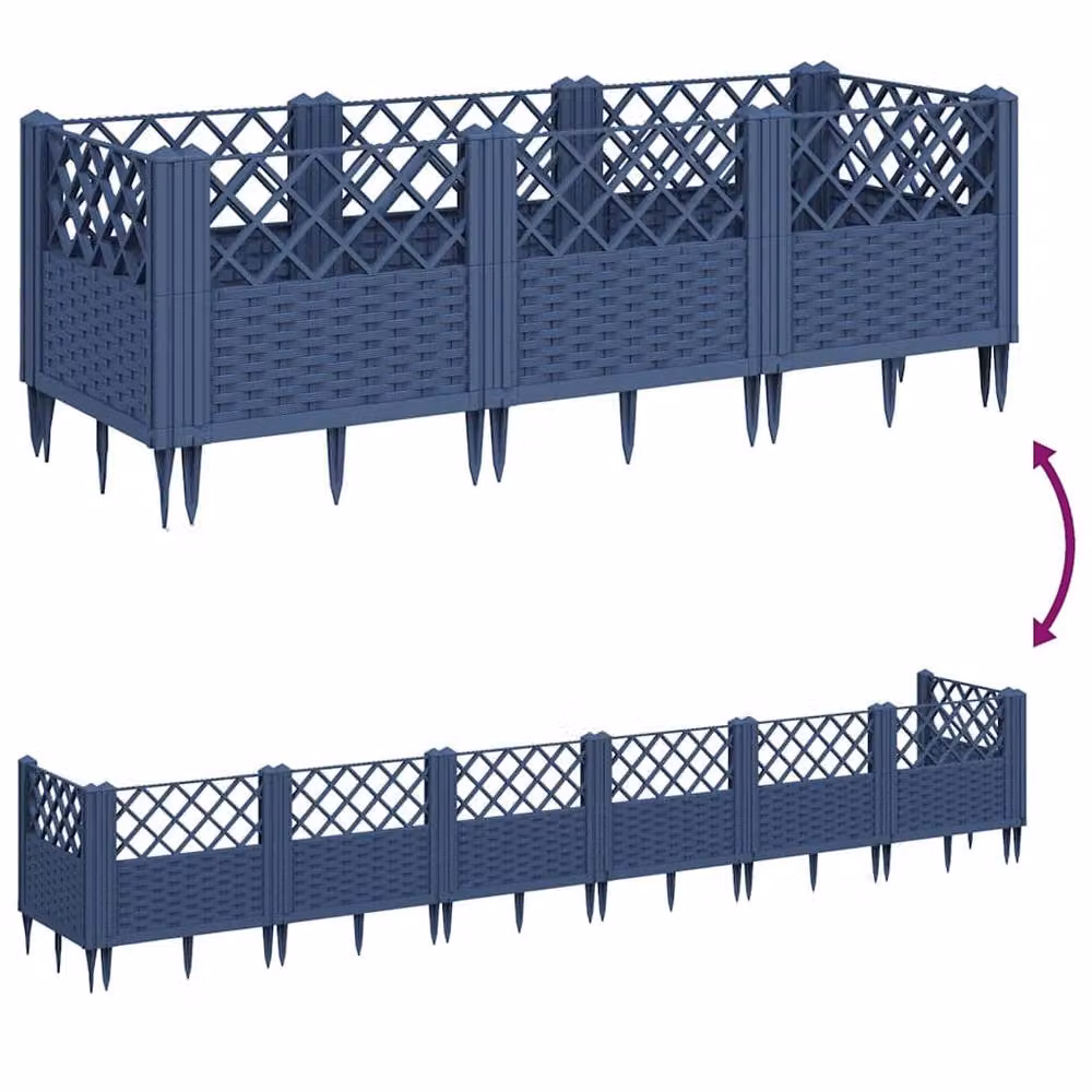 Berkfield Home Garden Raised Bed Planter with Pegs in Blue and Grey, W: 123.5 cm, D: 43.5 cm, H: 43.5 cm – 4