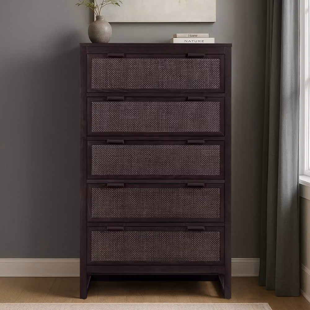 Teamson Home Hatteras 5 Drawer Bedroom Dresser in Brown, W: 76 cm, D: 44 cm, H: 127 cm – 3