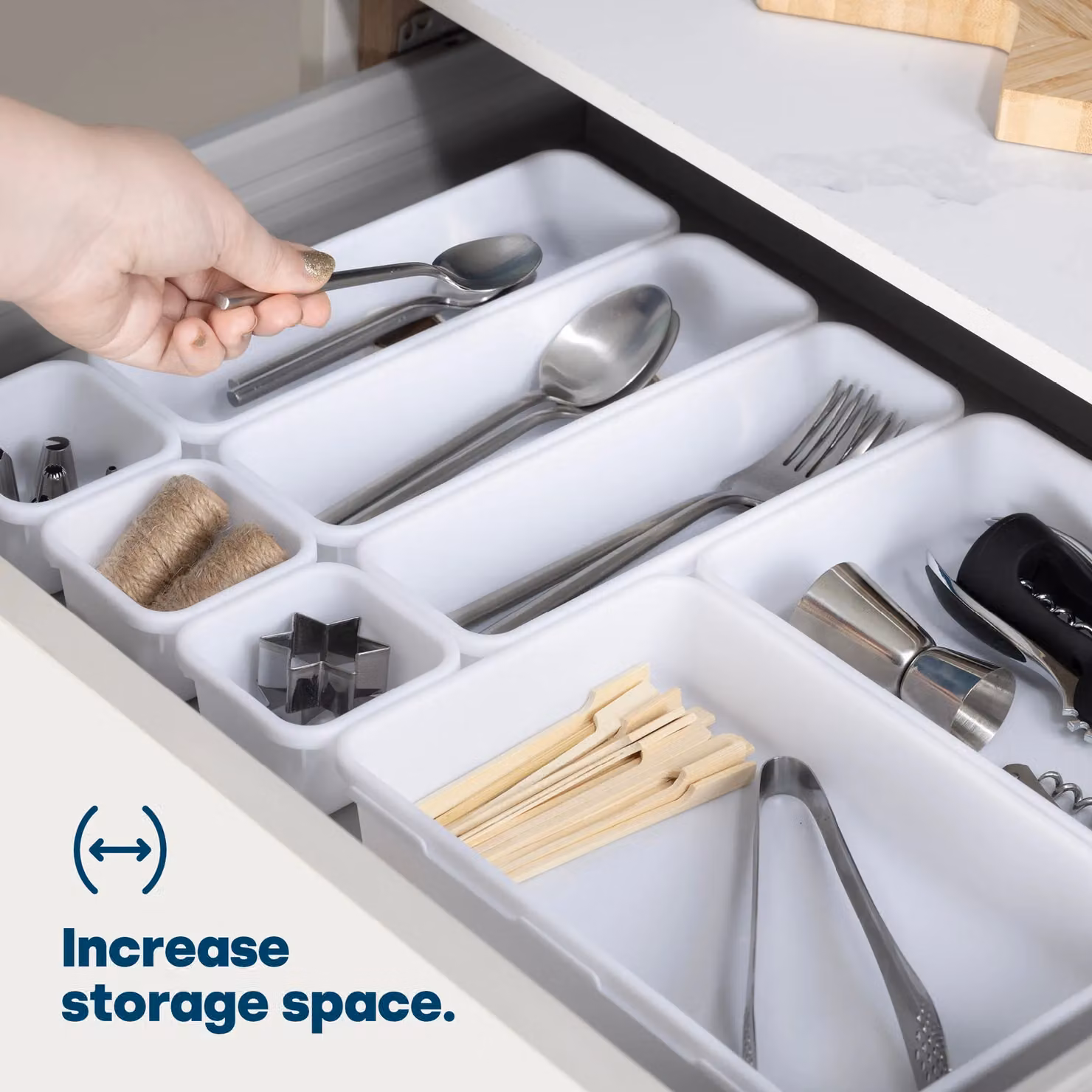 LIVIVO 8-Piece Interlocking Plastic Drawer Organiser Set in Grey and White – 2