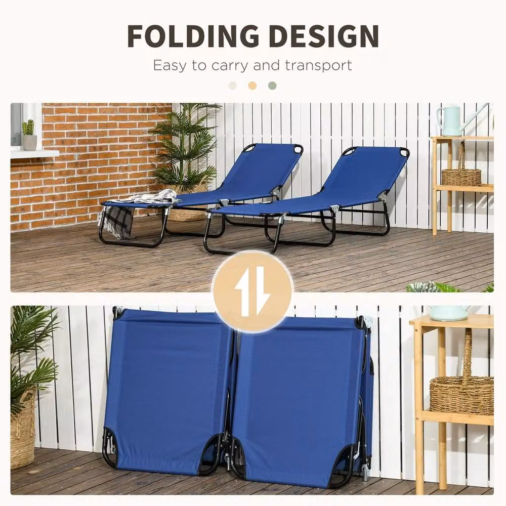 FLAVORA Set of 2 Folding Sun Loungers in Blue – 4