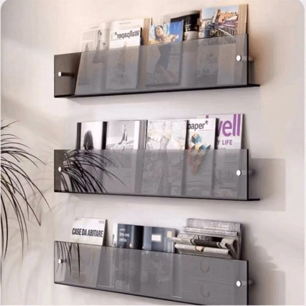 FORGEVIO Wall Mounted Pamphlet Shelf in Black – 3