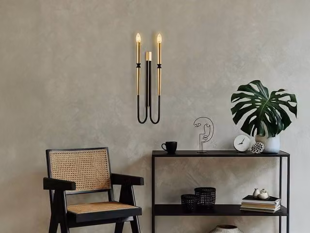 Vente-unique Candlestick-Style Metal Wall Light in Gold and Black, H 58 cm x W 18 cm – 1