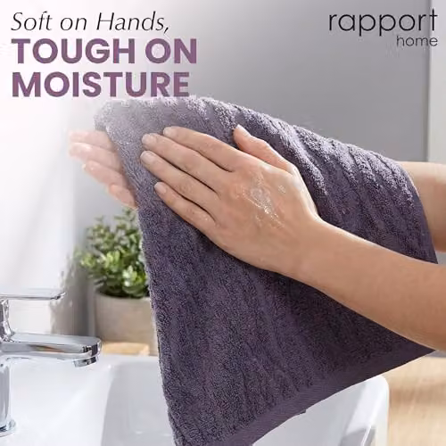 Rapport Home Safari 2-Pack Purple Cotton Hand Towels, W: 50 cm x H: 85 cm – 5