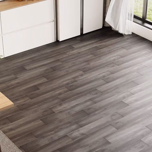 Livingandhome 36-Piece Self-Adhesive Wood-Look PVC Flooring Planks in Brown and Grey
