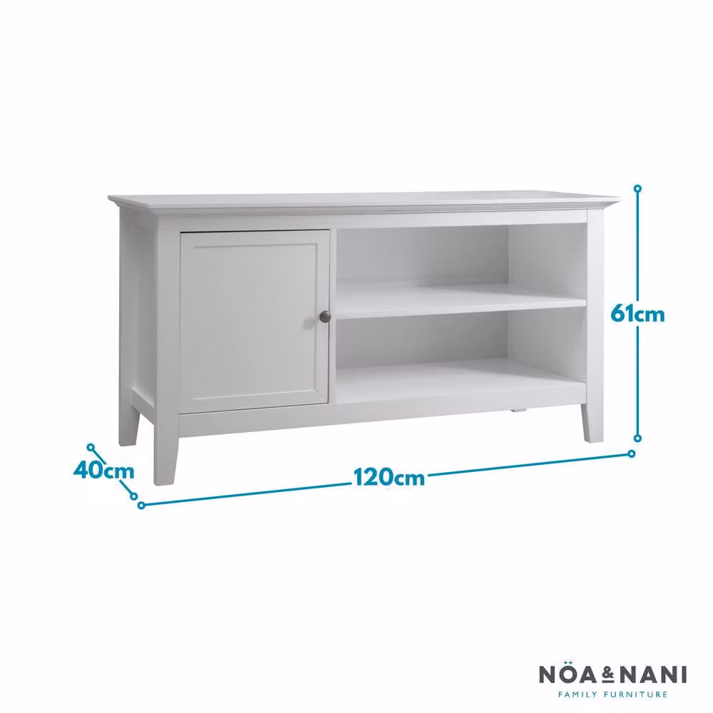 Nöa and Nani Karlstad Modern Glossy Low Sideboard with Storage in White – 4