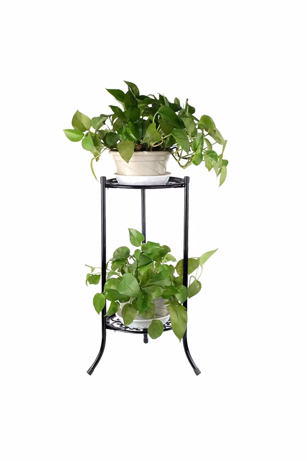 Living and Home Vintage 2 Tier Metal Plant Display Stand in Matt Black – 2