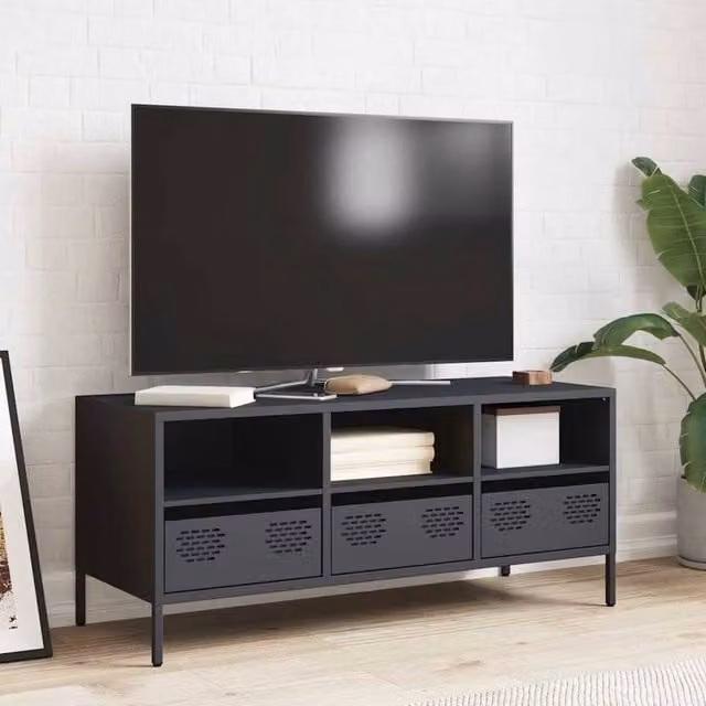 Berkfield Home Industrial TV Cabinet in Anthracite Grey, Cold-rolled Steel, W/D/H: 101.5 x 39 x 43.5 cm – 1