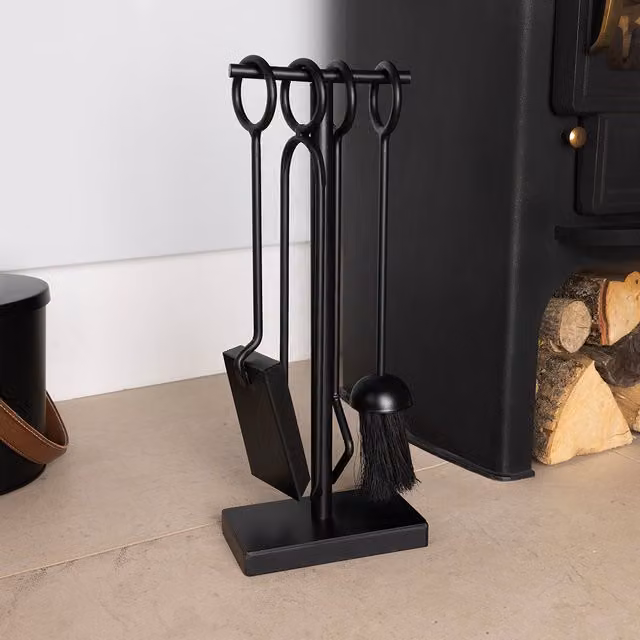 Charles Bentley Conifer Fireside Companion Set in Black Metal