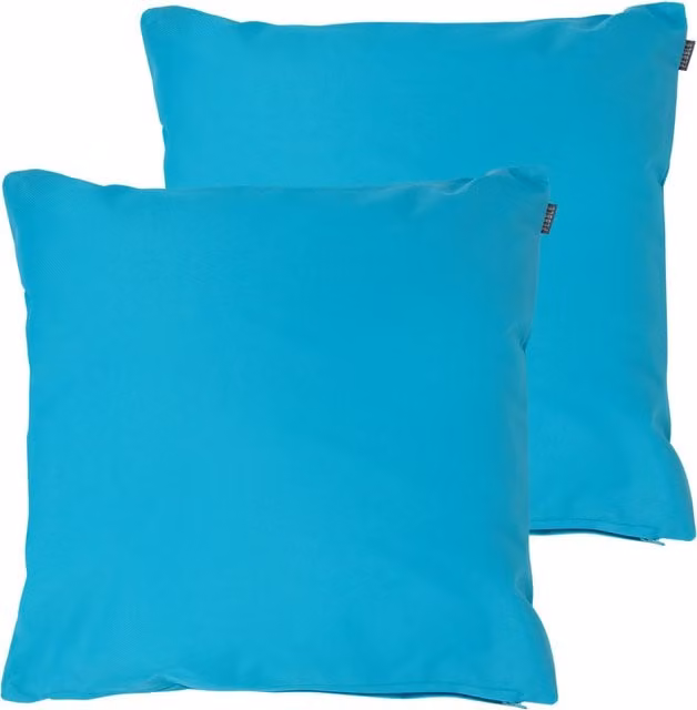 ICON Set of 2 Blue and Turquoise Square Indoor and Outdoor Cushions with Hollow Fibre Filling
