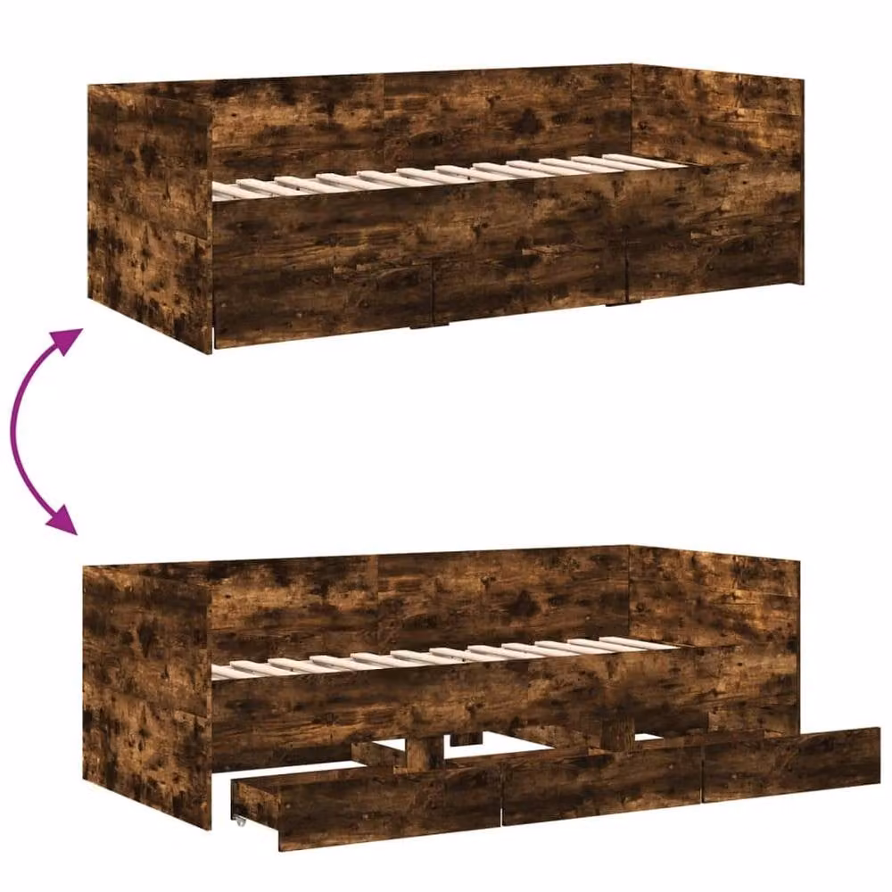 Berkfield Home Smoked Oak Daybed with Drawers in Brown, W/D/H: 90 x 190 cm – 5