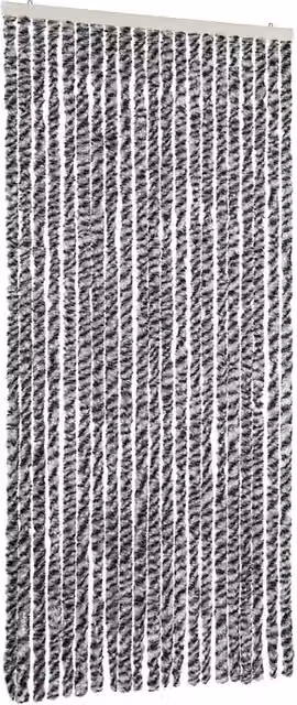 Berkfield Home Striped Chenille Thermal Insulating Fly Curtain in Grey, Black and White, W: 90 cm, H: 220 cm – 1