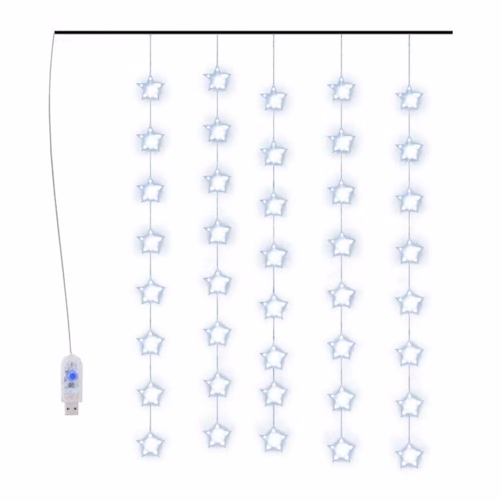 Berkfield Home Blue LED Star Curtain Fairy Lights with 200 LEDs and 8 Functions – 3