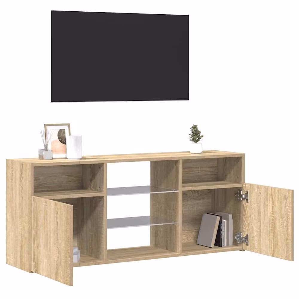 Berkfield Home Modern TV Cabinet with LED Lights in Sonoma Oak Brown, W/D/H: 120 x 30 x 50 cm – 3