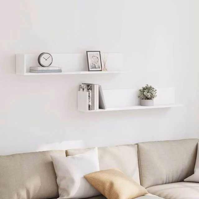 Berkfield Home Decorative Wall Shelves, 2 Pack, White, W/D/H: 100 x 16.5 x 16.5 cm