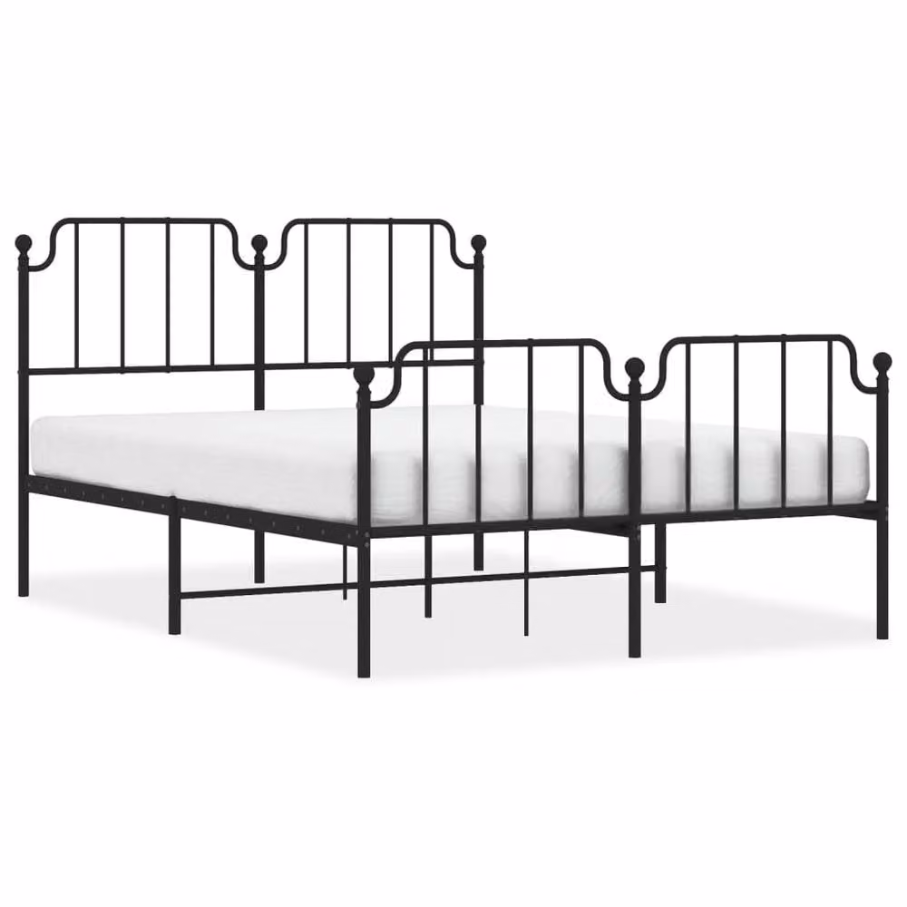 Berkfield Home Metal Bed Frame with Headboard and Footboard in Black, W/D/H: 150 x 200 cm – 2