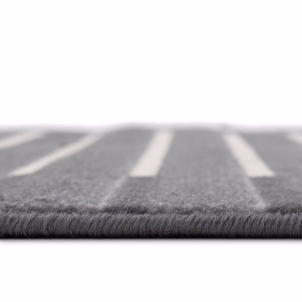 Kukoon Grey Striped Hallway Runner Rug, Modern Rectangular Stair Carpet, W: 70 cm x L: 91 cm – 6