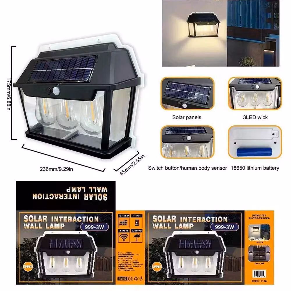 SPETLEK Intelligent Solar Induction LED Wall Lamp with Motion Sensor, Black, H 23.6 cm x W 17.5 cm x D 6.5 cm – 2
