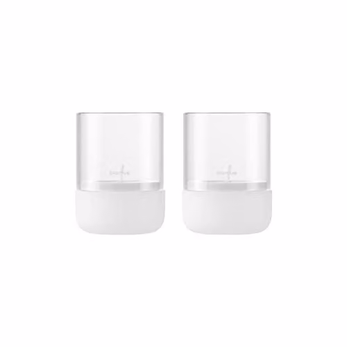 Blomus Calma Hurricane Lantern Set in Lily White and Transparent, Set of 2, W/D/H: 14.0 x 10.0 x 10.0 cm