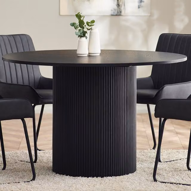 Julian Bowen Louis Round Dining Table in Black Oak Finish
