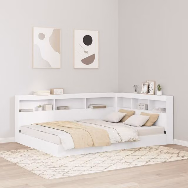 Berkfield Home White Storage Headboard with Integrated Shelf and Side Compartments, Width: 160 cm