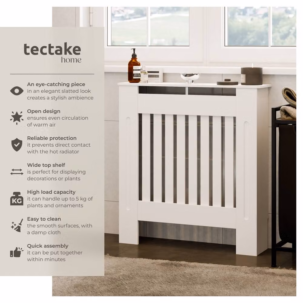 tectake Villa Radiator Cover in White, W/D/H: 78 x 19 x 82 cm – 2