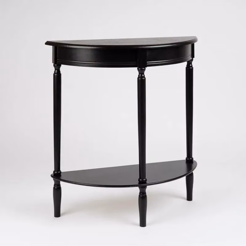 Scottish Everlastings Ltd Black Matt Wood Half Round Hallway Table, W/D/H: 71.0 x 25.5 x 68.5 cm – 2