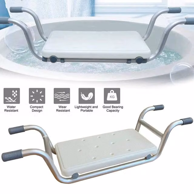 FLAVORA White Telescoping Suspended Bath Seat and Bench Board, Width: 180 cm, Drop: 180 cm – 1