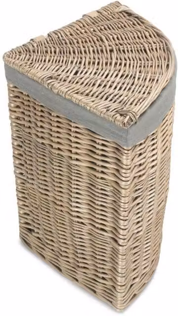 Red Hamper Small Antique Wash Corner Linen Basket with Grey Sage Lining