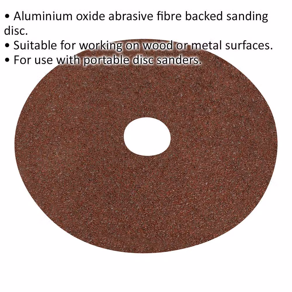 Loops 25 Pack 125mm Fibre Backed Sanding Discs, 24 Grit Aluminium Oxide Round Sheets for Orbital Sanders – 2