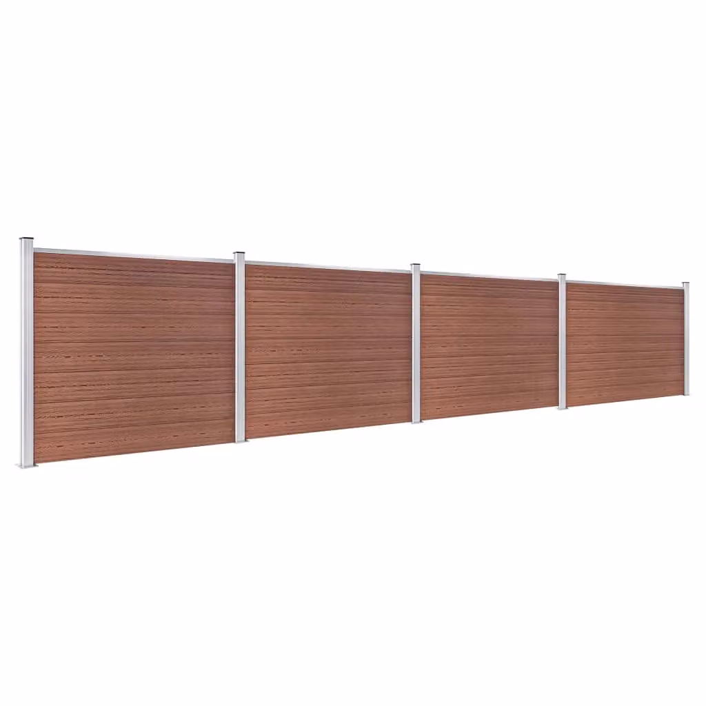 Berkfield Home WPC Fence Panel Set in Brown, W: 699 cm, H: 146 cm – 2
