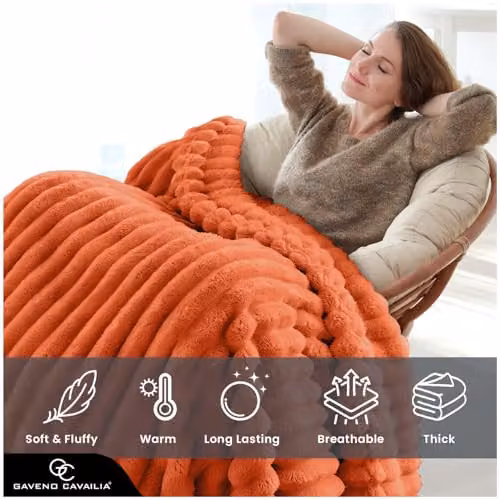 Gaveno Cavailia Rust Fleece Throw Blanket, W/D/H: 150 x 200 cm – 2