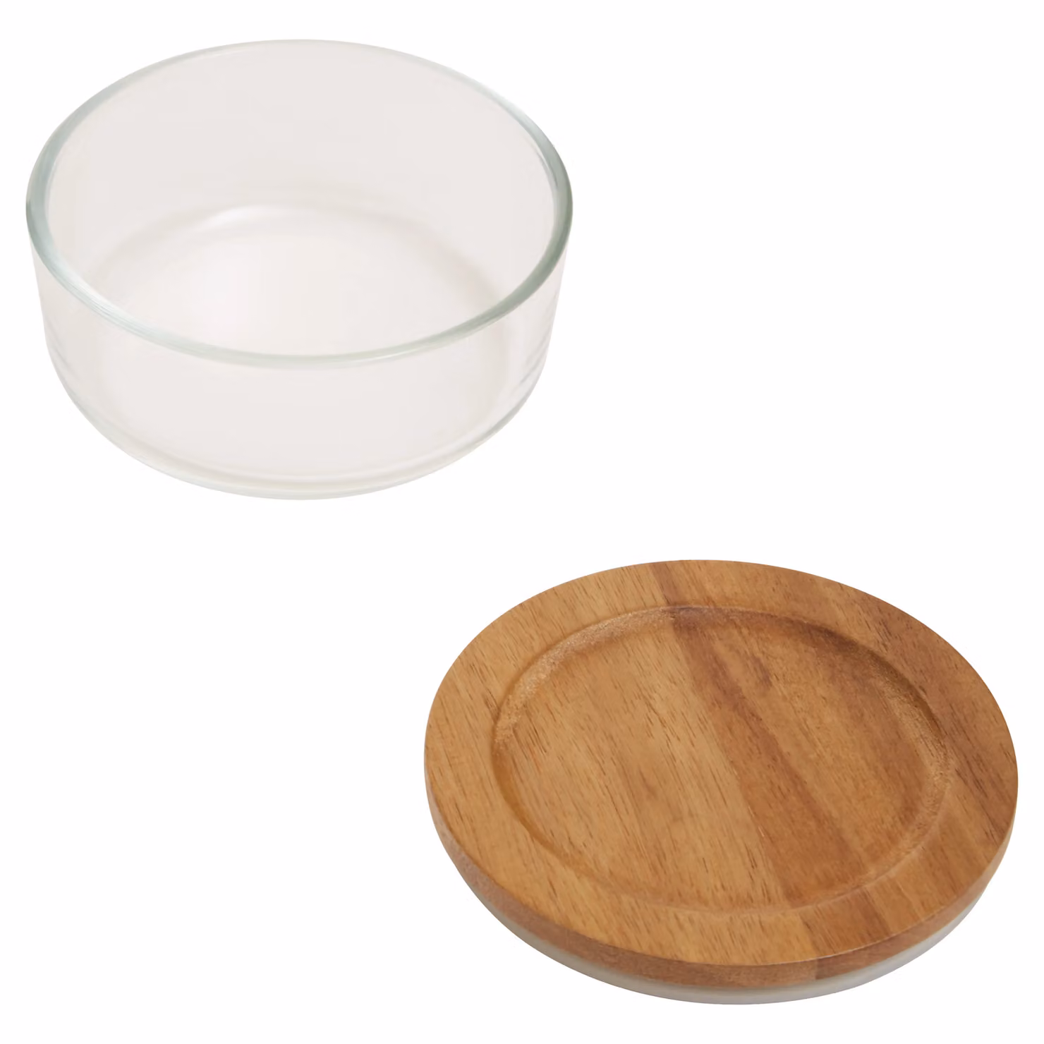 Orsina 300ml Round Airtight Glass Container with Acacia Wood Lid, Transparent – 3