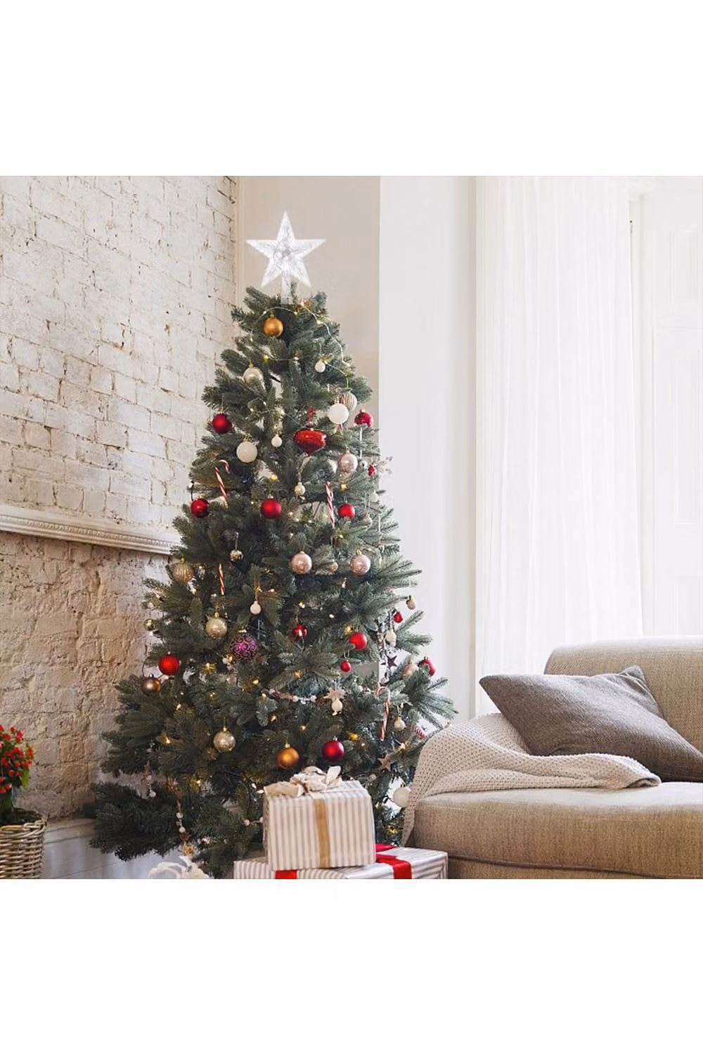 Living and Home Christmas LED Star Tree Topper in Transparent Plastic – 3