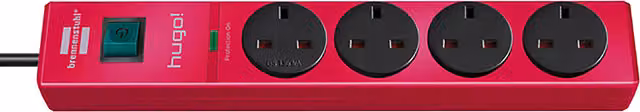 Brennenstuhl Hugo 4-way Extension Lead, Red