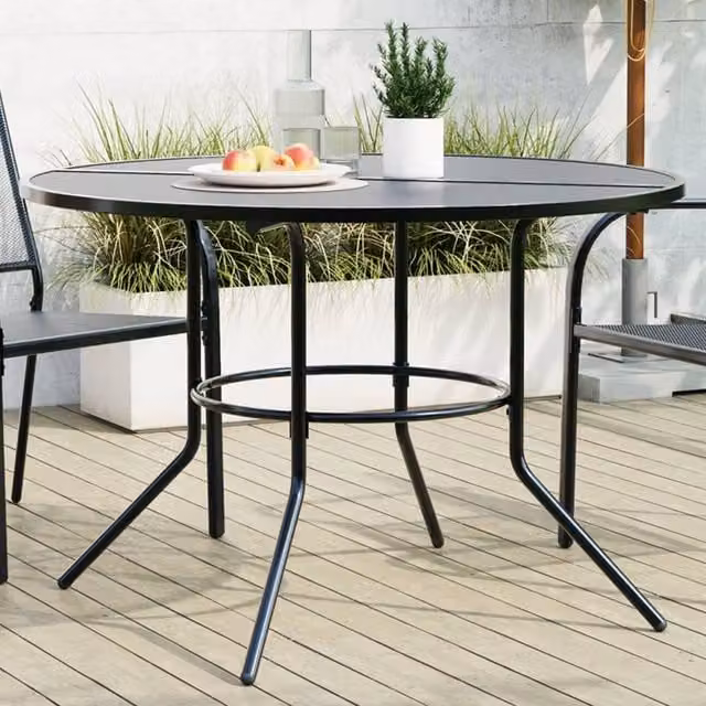 Berkfield Home Round Patio Table in Anthracite, Diameter: 110 cm, Height: 72.5 cm