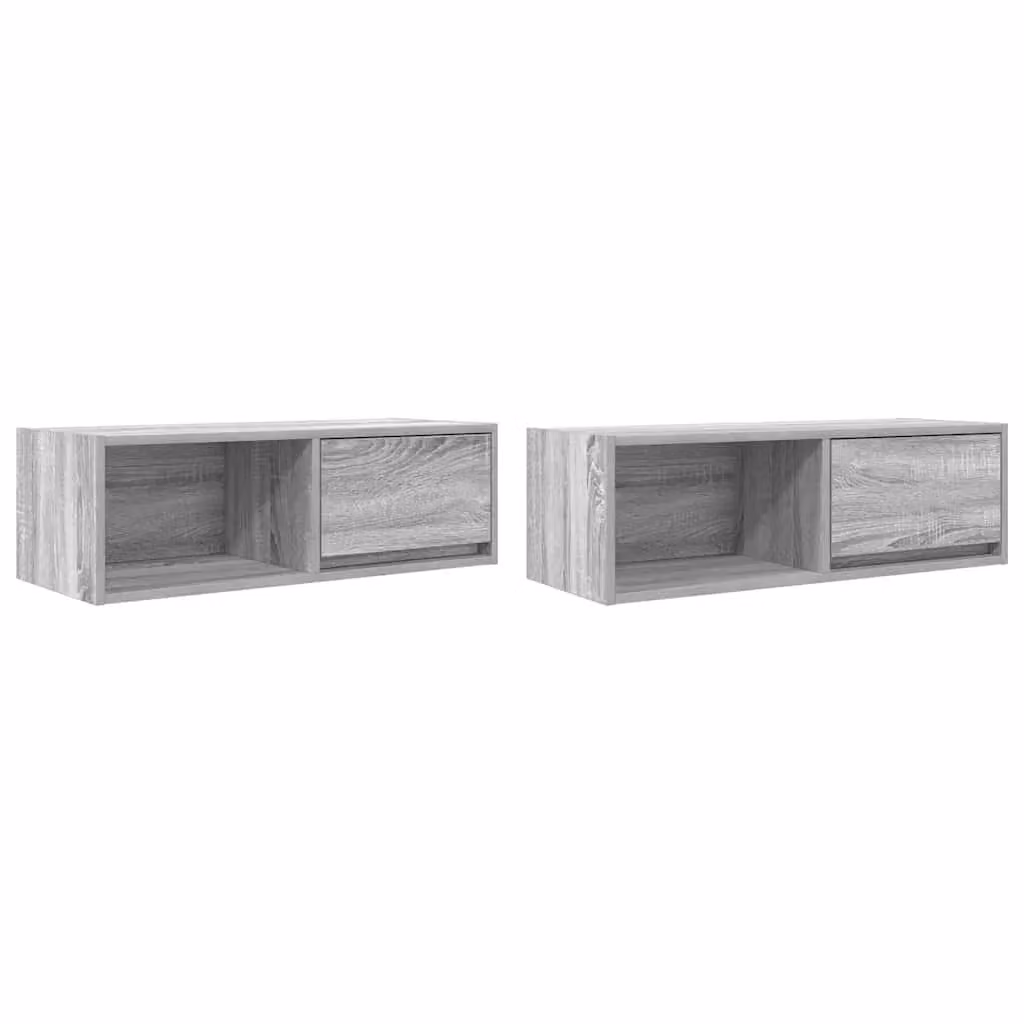 Berkfield Home Set of 2 Modern TV Cabinets in Grey Sonoma, W/D/H: 80 x 31 x 25.5 cm – 2