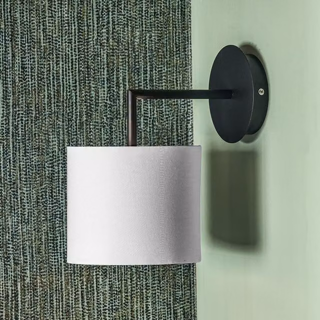 Pacific Lifestyle Modern Cylinder Wall Light with Fabric Drum Lampshade in White and Black