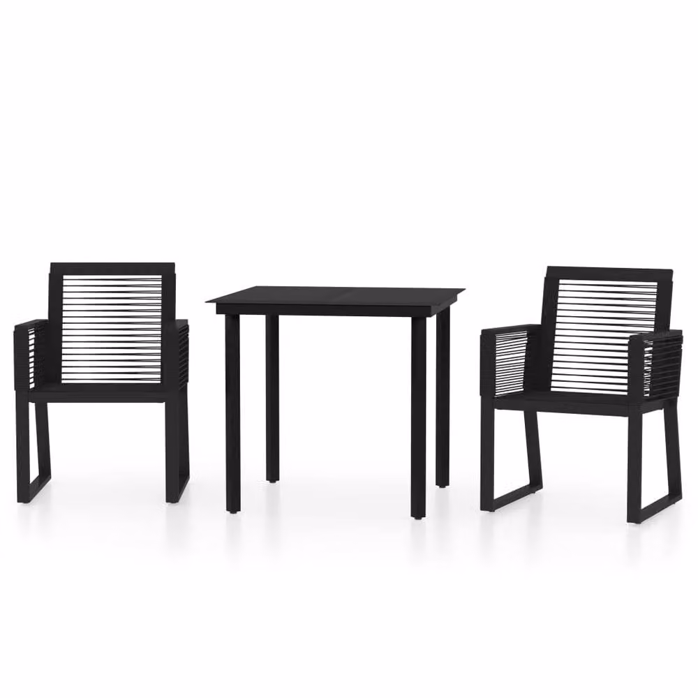 Berkfield Home 3 Piece Modern Garden Dining Set in Black – 2