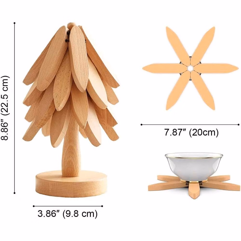 SPETLEK Tree Brown Solid Wood Trivets and Coasters Set – 2