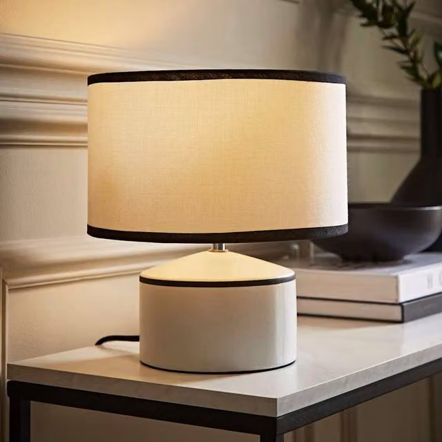 Julia Ceramic and Fabric Shade Table Lamp in White