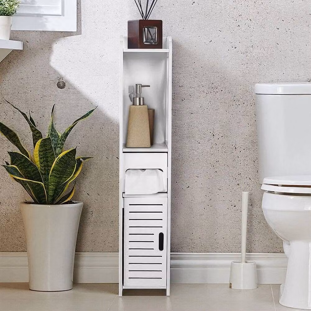 KORVIXA Waterproof White Freestanding Bathroom Storage Cabinet with Internal Shelves and Drawers, W: 70 cm, H: 75 cm – 2