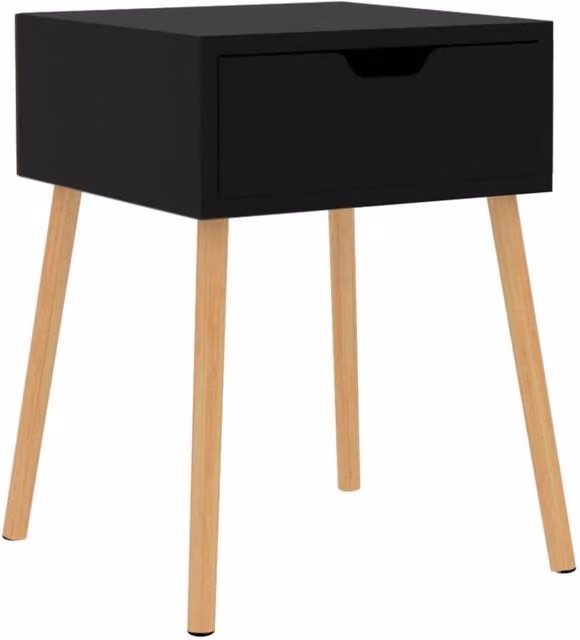 Berkfield Home Modern High Gloss Black Bedside Cabinet W/D/H: 40 x 40 x 56 cm – 1