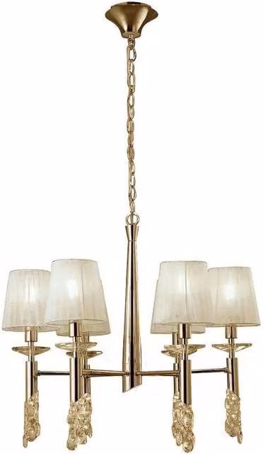 Netlighting Tiffany Pendant Light in French Gold and Cream with Crystal Accents