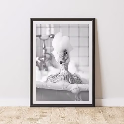 60 Second Makeover Duck In The Bath Animal Print Paper Poster, A3